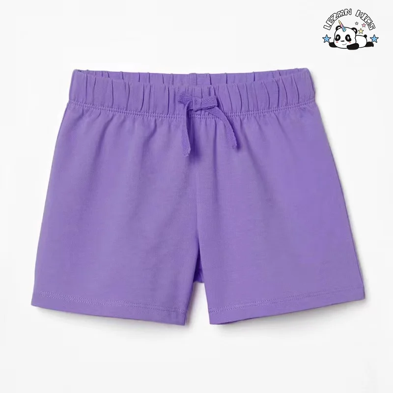 LEZONKIDS - 2024 New Fashion Baby Girls Short-sleeved Cotton Shorts Purple Unicorn Print Girls Clothing Sets